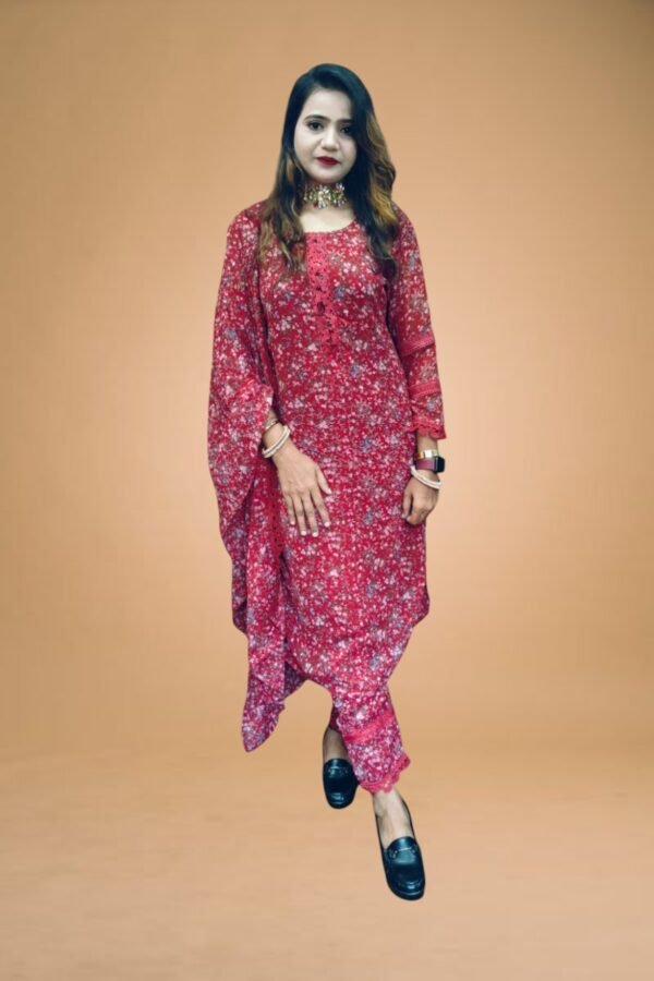 Stylish Floral Printed Kurti Pant Set with Dupatta for Women