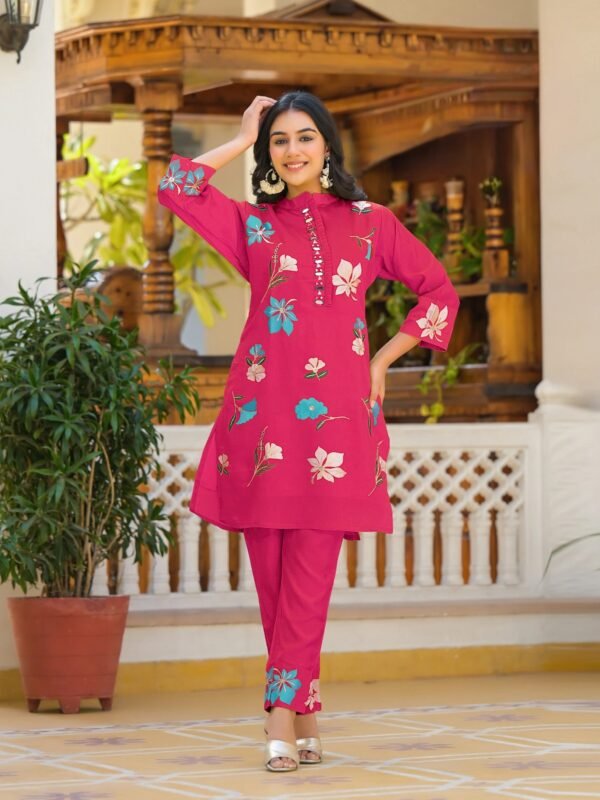 Elegant Floral Cotton Co-Ord Set for Women with Matching Pant
